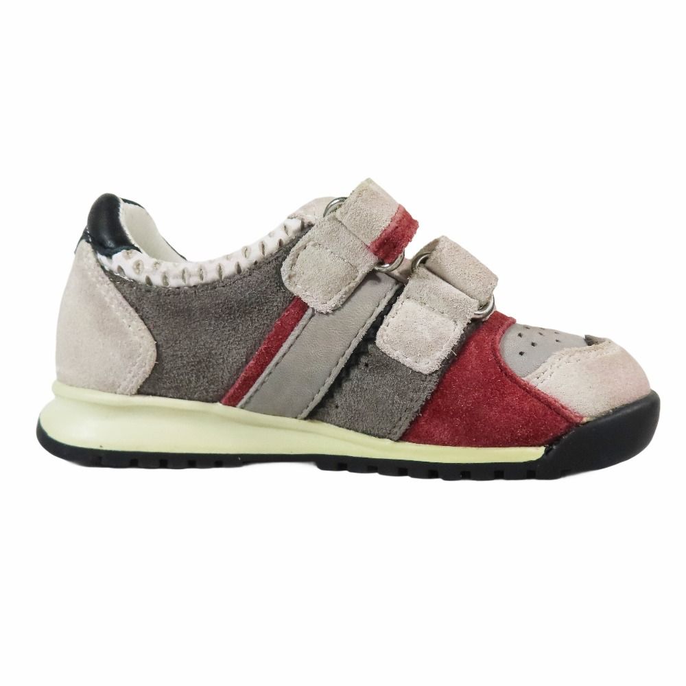  DOLCE-GABBANA ドルチェアンドガッバーナ 子供靴 ローカット スニーカー シューズ ベルクロ スエード レザー 24 グレー キッズ 古着 スニーカー キッズシューズ