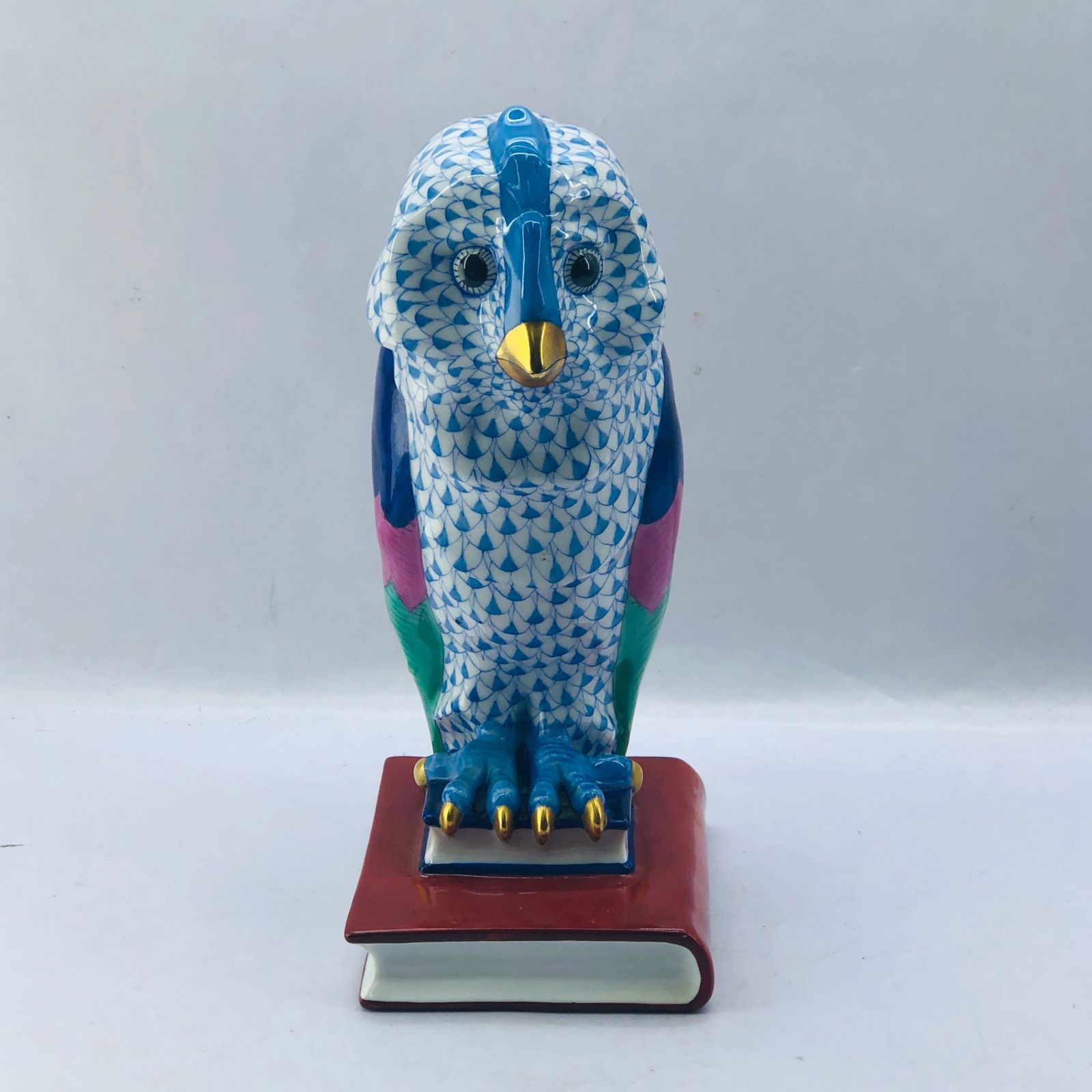 ●ヘレンド Herend 21.5cm 手描き ふくろう フクロウ 梟 ハンドペイント フィギュア フィギュリン