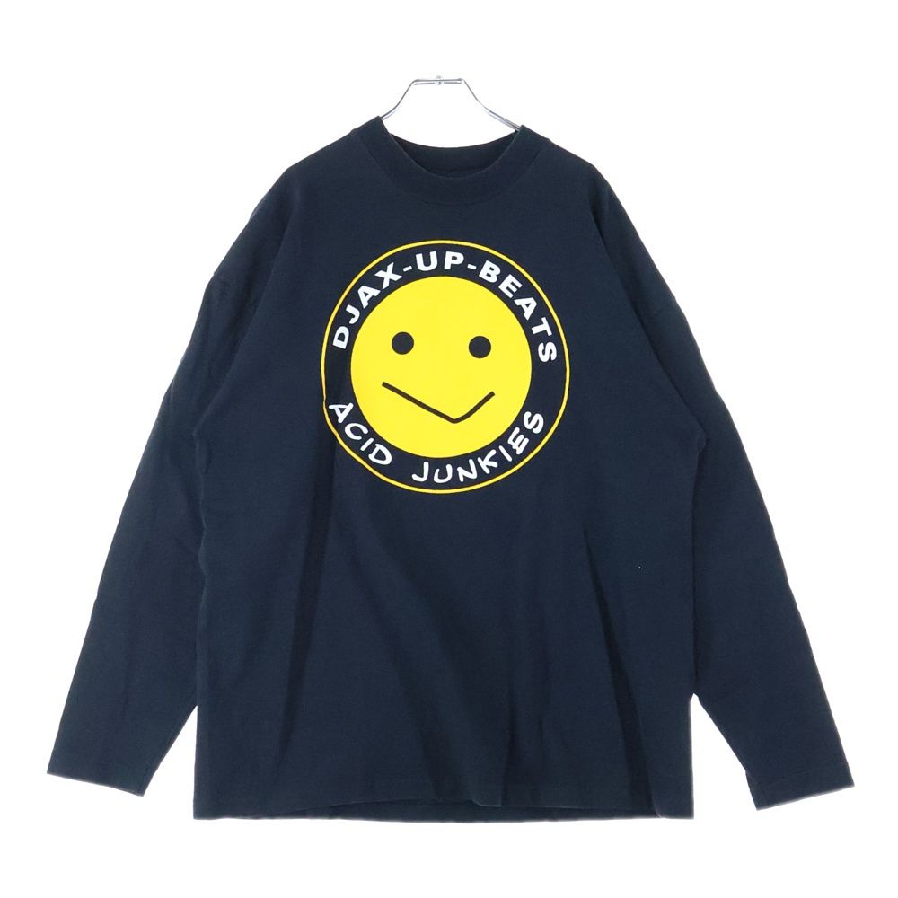 VINTAGE ヴィンテージ 90S ACID JUNKIES スマイルプリント ロングスリーブ 長袖Tシャツ ブラック