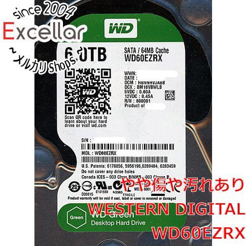 bn 14 Western Digital製HDD WD60EZRX 6TB SATA600 100～200時間以内