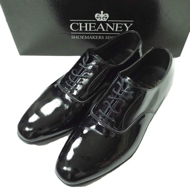 CHEANEY x EDIFICE チーニー エディフィス 別注 イギリス製 BLACK PATENT NO CAP OXFORD  パテントレザーオックスフォードシューズ UK8F(26.5cm) ブラック KNIGHTSBRIDGE エナメル プレーントゥ