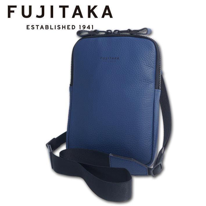 フジタカ FT by FUJITAKA レザー ショルダーバッグ メンズ ネイビー 紺 正規品 日本製 定価27 500円 牛革 小型 薄型 コンパクト サコッシュ ギフト プレゼント