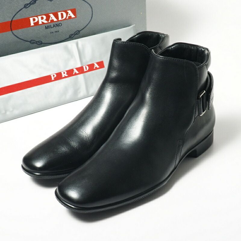 PRADA プラダスポーツ レザー ショートブーツ ジョッパーブーツ 靴 メンズ サイズ5.5（24.5～25cm相当）ブラック イタリア製 ブランド古着【中古】20240202/GP2504  - メルカリ