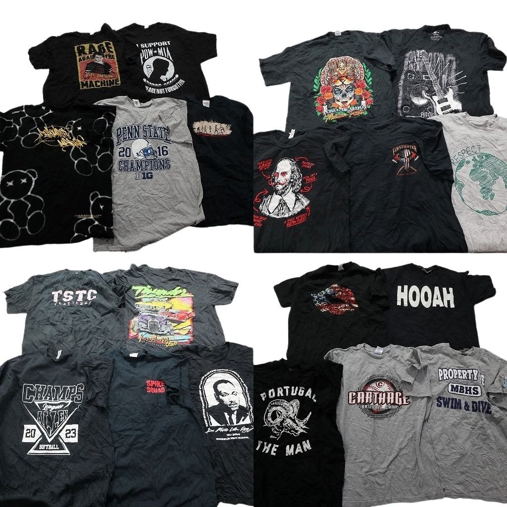 古着卸 まとめ売り 黒・グレー ボディ プリント 半袖Tシャツ 16 古着卸 まとめ売り 黒・グレー ボディ プリント 半袖Tシャツ 16