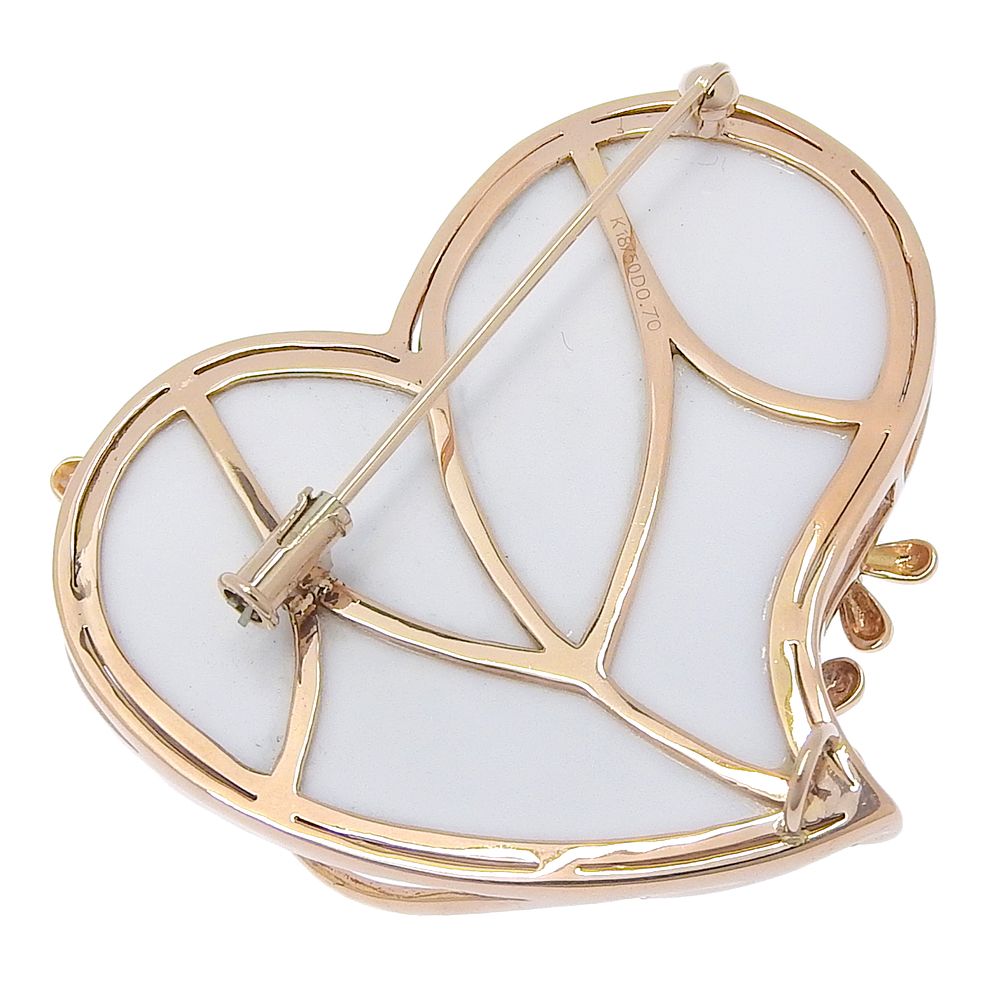 本物保証】 鑑付 新品同様 ハートモチーフ ブローチ 17.0g K18PG  