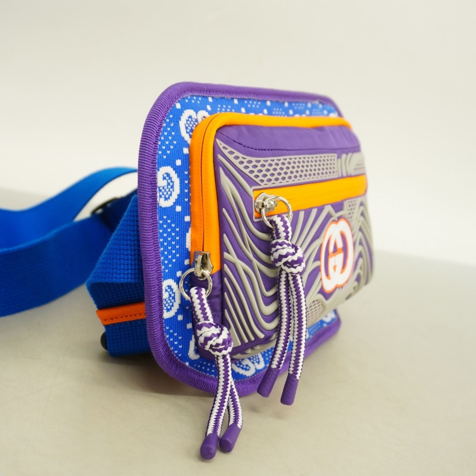 グッチ Gucci グッチ ウエストバッグ 752102 ナイロン パープル オレンジ ブルー レディース P1306374