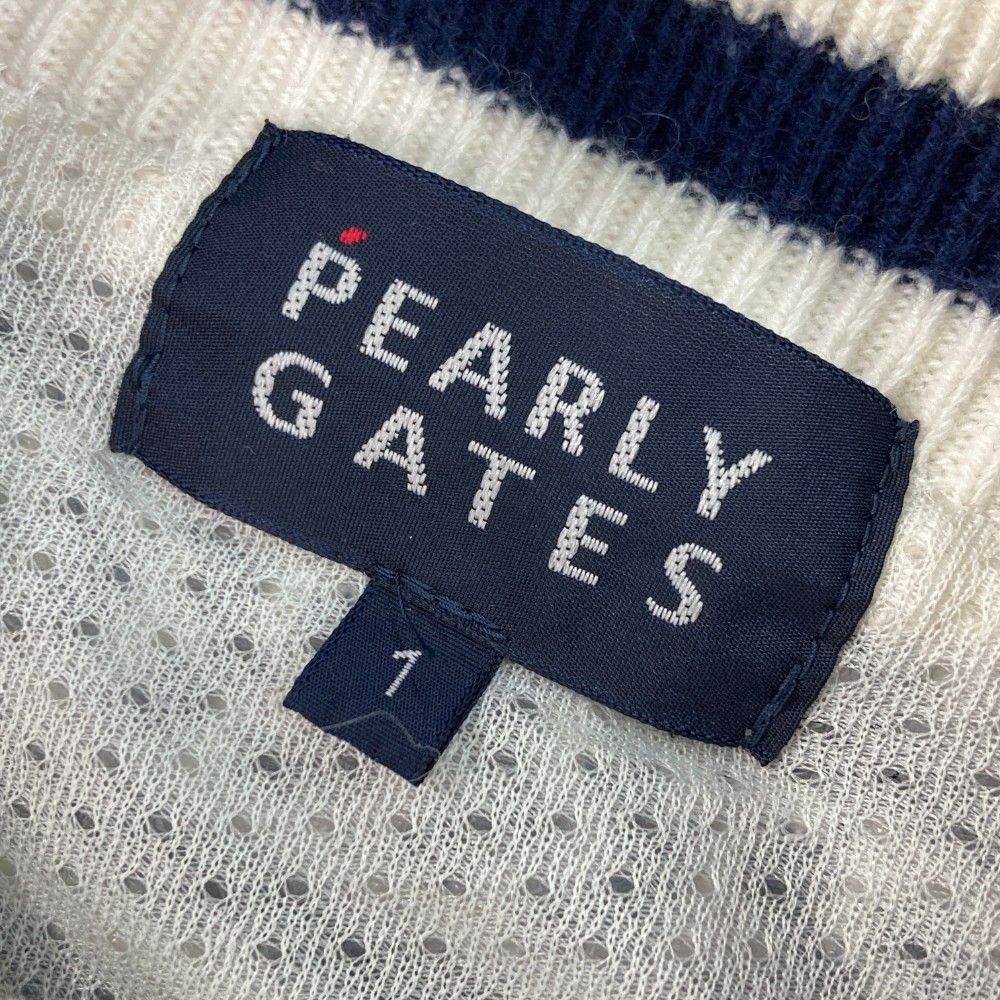 サイズ：1 PEARLY GATES パーリーゲイツ  裏メッシュ ニット ジップジャケット ボーダー柄 ネイビー系 [240101447320] ゴルフウェア レディース ストスト サイズ：1 PEARLY GATES パーリーゲイツ 裏メッシュ ニット