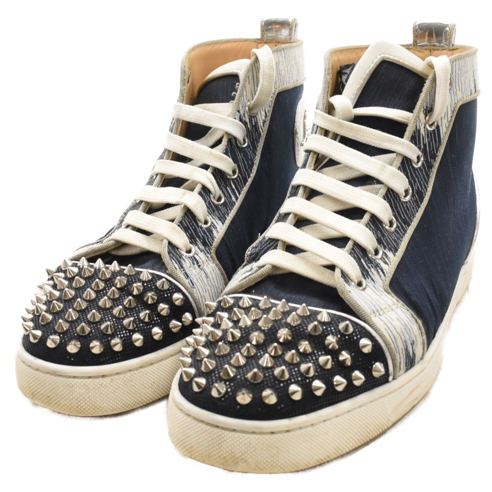 CHRISTIAN LOUBOUTIN (クリスチャンルブタン) LOU DEGRA SPIKES FLAT スタッズ付きデニムハイカットスニーカー  ネイビー - メルカリ