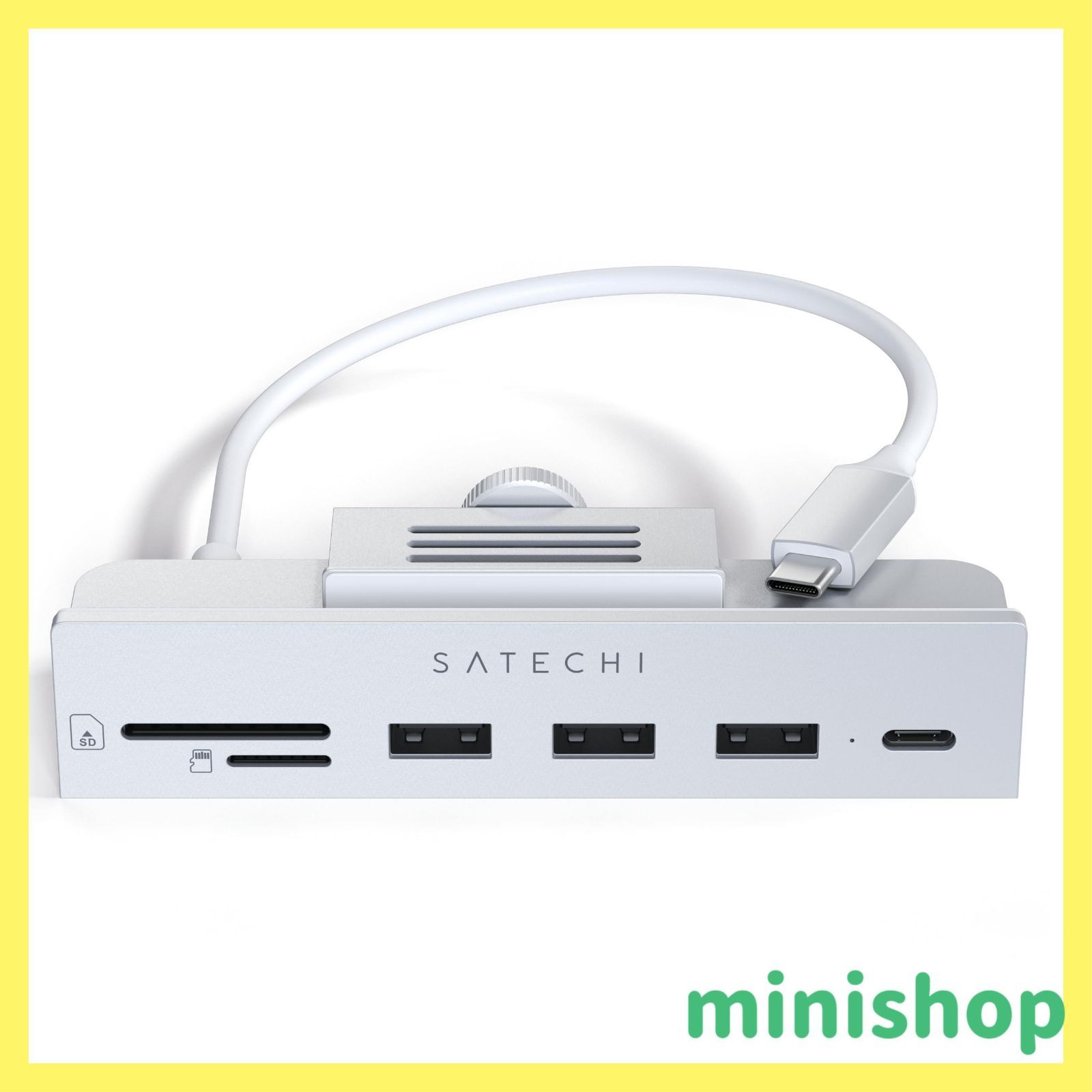 【人気商品】Satechi iMac 24インチ用 USB-C クランプハブ (シルバー) (2021/2023 iMac対応) USB-C データポート 3xUSB-A 3.0 Micro/SDカードリーダー