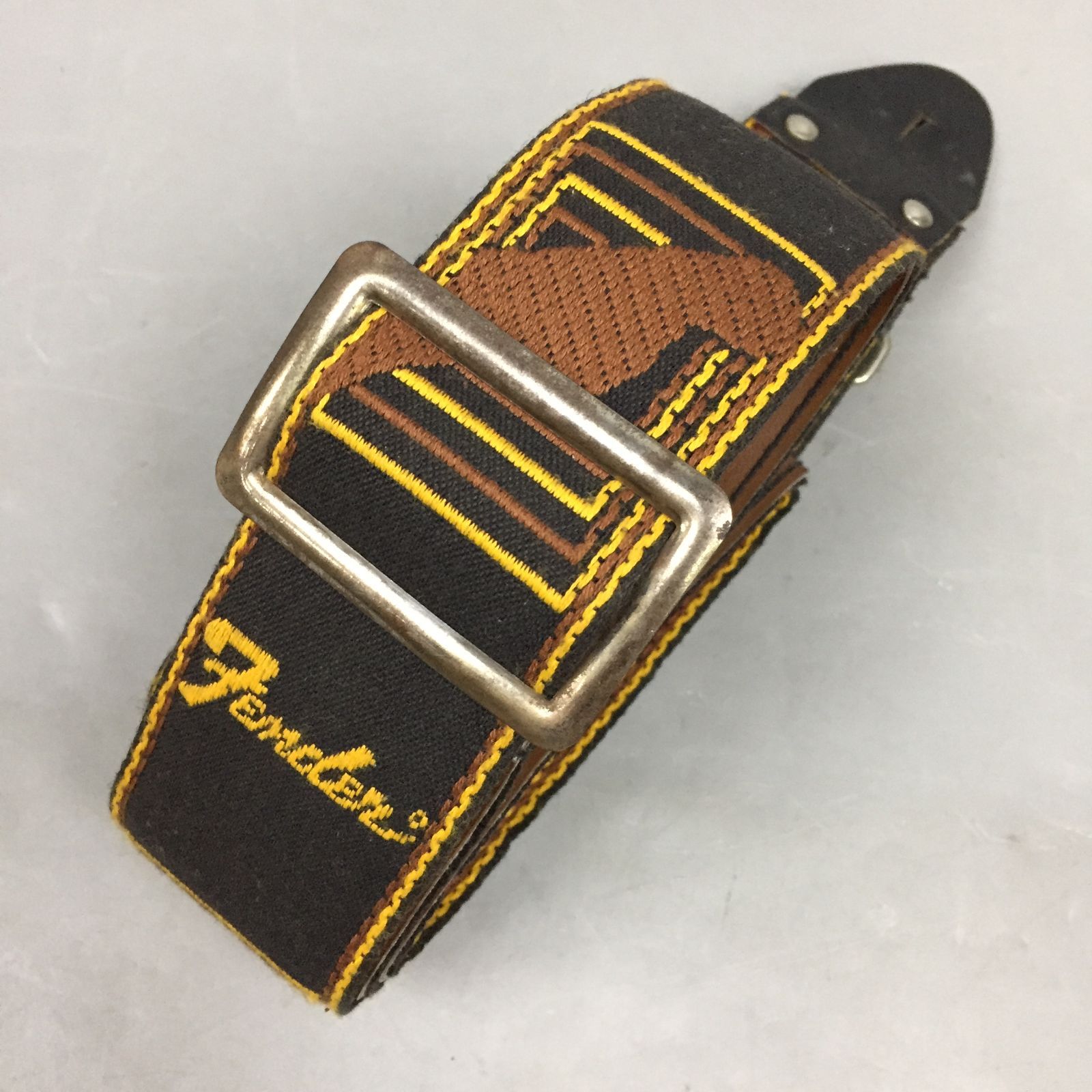 Fender Monogrammed Strap Black/Yellow 1970s 横ロゴ メタル