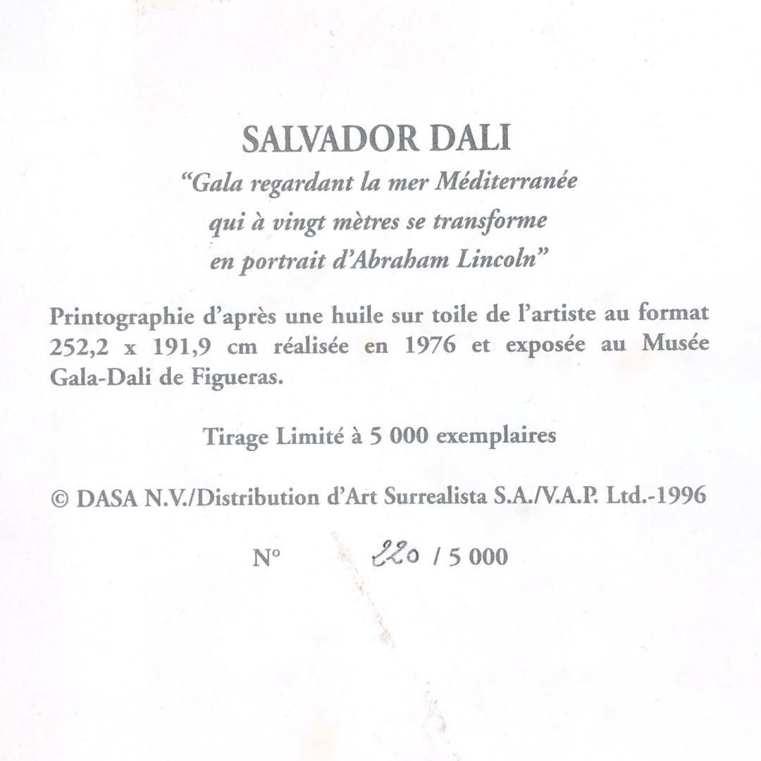 【真作】サルバドール・ダリ「地中海をみつめるガラの肖像」リトグラフ／ed有／額無 真作】サルバドール・ダリ／大型 リトグラフ／「地中海をみつめるガラ