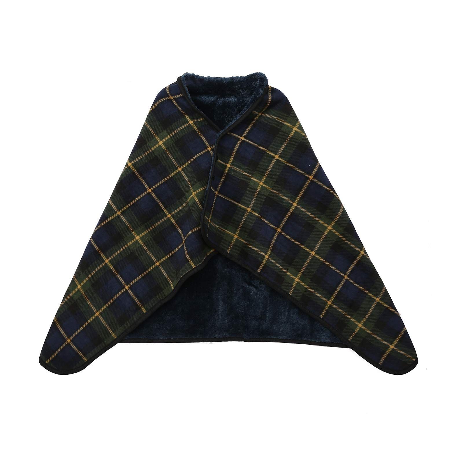 新品 [MISOLER] ひざ掛け ブランケット 4WAY 着る毛布 80&times;135cm ボタン付き チェック柄 おしゃれ ふわふわ 膝掛け 昼寝用 毛布 吸湿発熱 冷房 オフィス 旅行 出張 通年使用 防寒対策