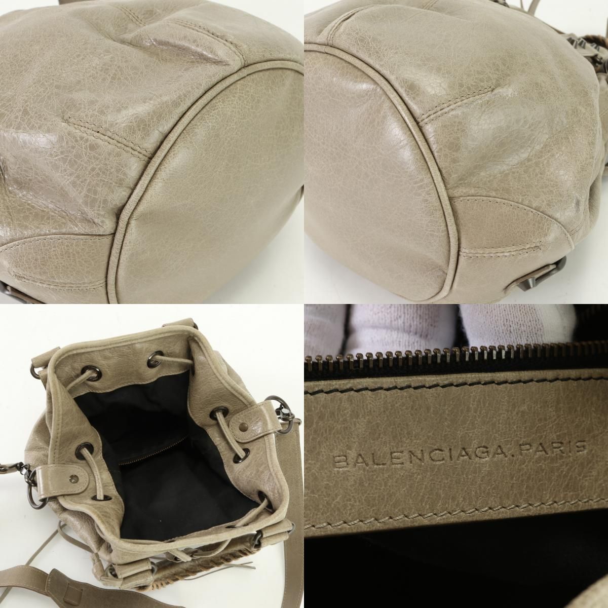 美品 バレンシアガ クラシック ミニ ポンポン 246438 レザー 2WAY 