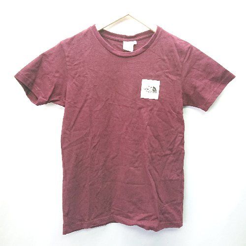 ◇ THE NORTH FACE ザ ノース フェイス スクエアロゴ 半袖 Tシャツ サイズM ワインレッド レディース E 【1404240007499】