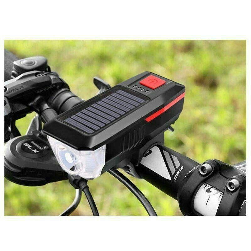 自転車 ライト バイクライト ホーン付、ソーラー充電 テールライト付き