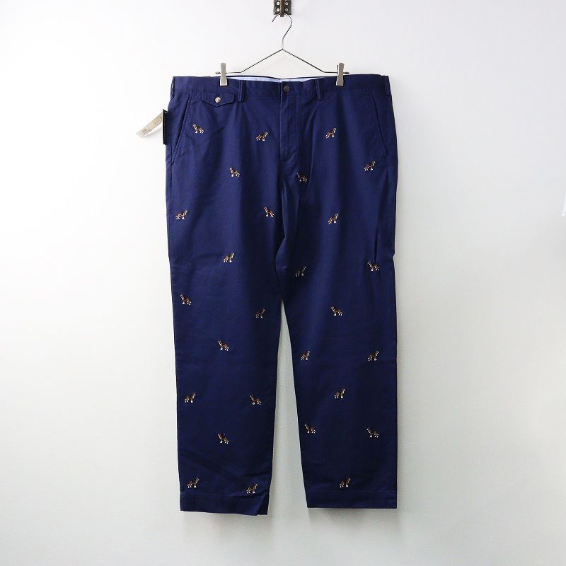 未使用 大きいサイズ ポロ ラルフローレン POLO RALPH LAUREN ビーグル刺繡 ストレッチ チノパンツ W42/ネイビー【2400014246209】