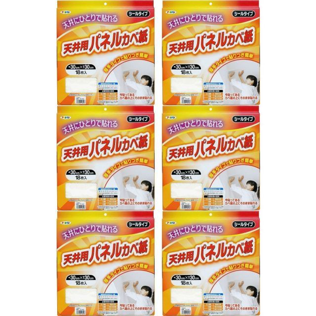 アサヒペン 厚手タイプ天井用パネルカベ紙 １８枚入り ＴＰ−２２ 6箱セット