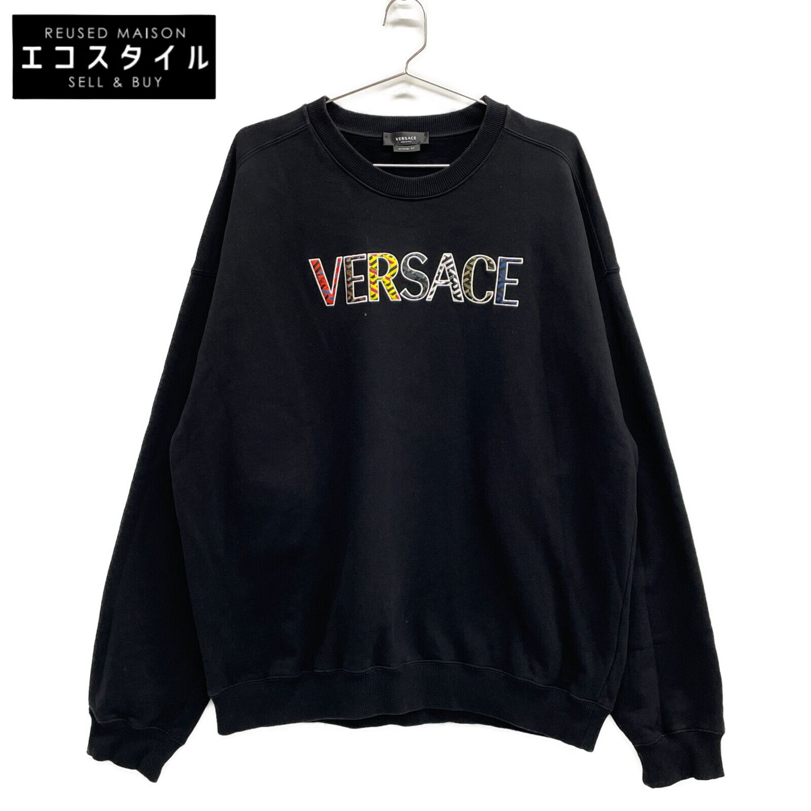 Versace ヴェルサーチ 1002480 ﾌﾞﾗｯｸ ｶﾗﾌﾙﾛｺﾞﾌﾟﾙｵｰﾊﾞｰｽｳｪｯﾄ 3XL
