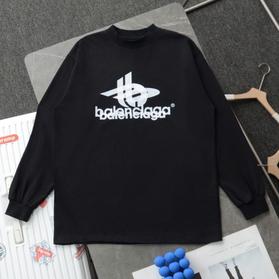 BALENCIAGA新型ダブルミラージュ長袖パーカーTシャツ男女同型