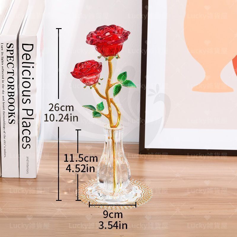 オブジェ 置物 バラ 花瓶付きクリスタルローズの装飾 - メルカリ
