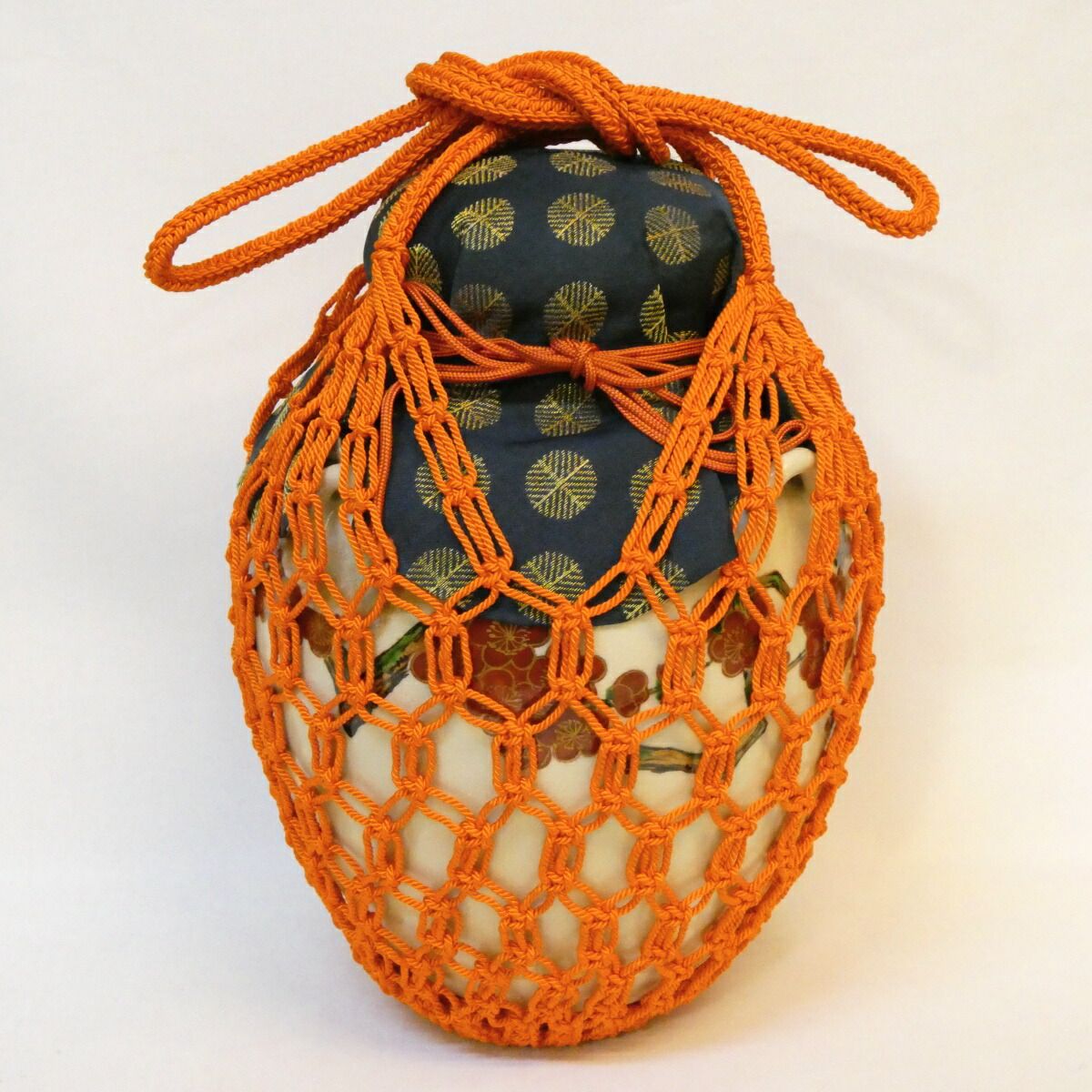 口切りの茶事 平安 山川巌作 仁清写 梅ノ図飾壷 飾紐解説書付 茶道具