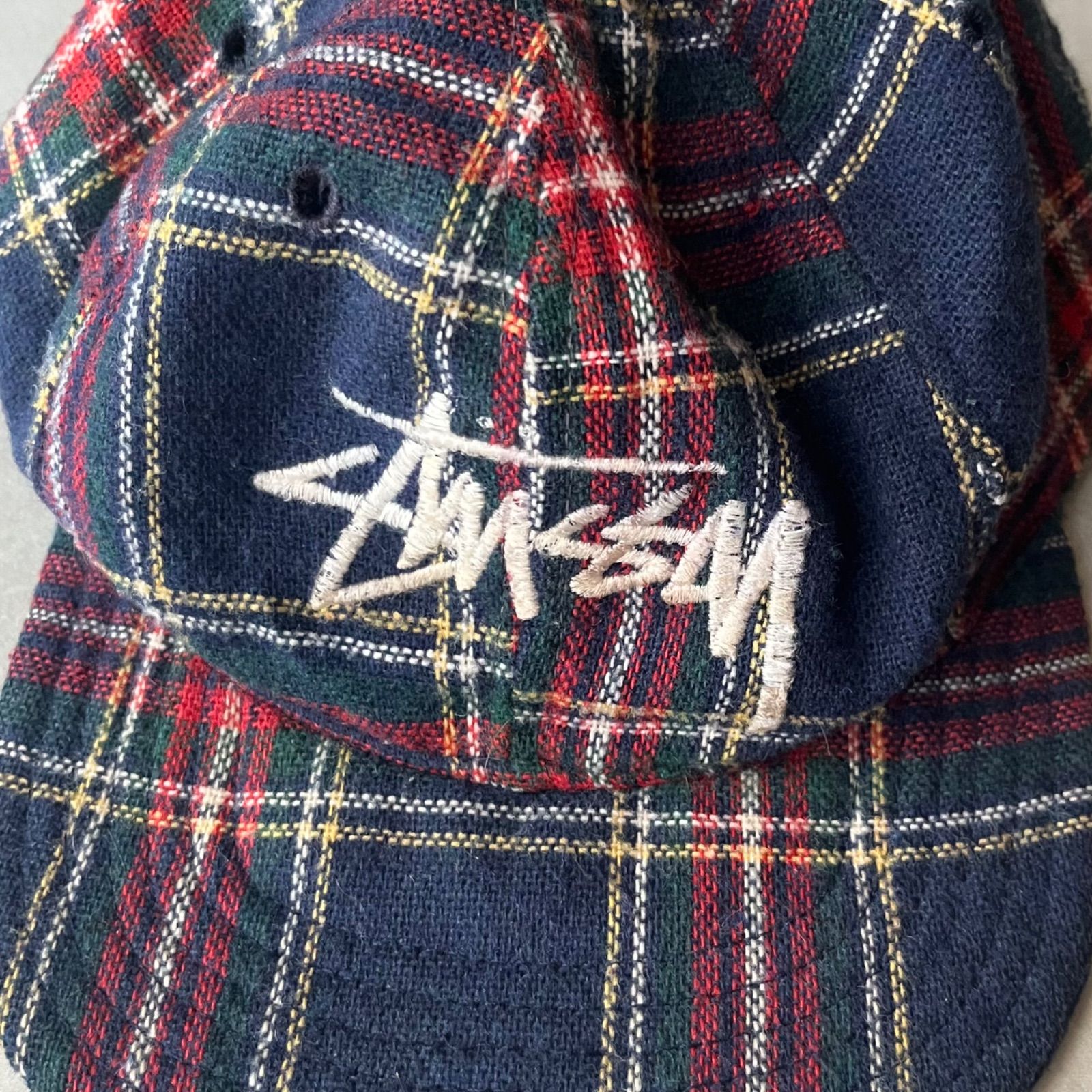 80s old stussy stock logo check cap 初期タグ 社外タグ 初期