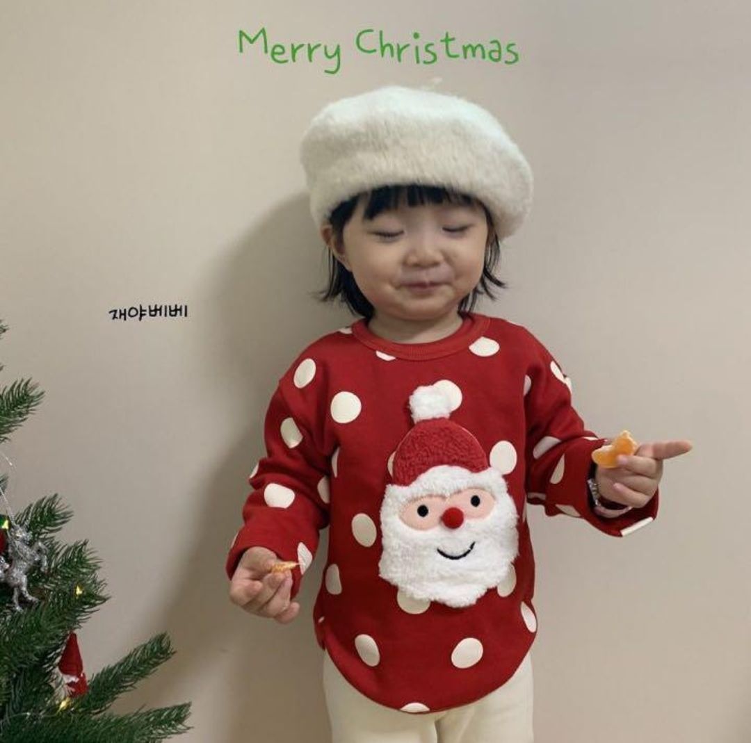 韓国 子供服 クリスマス サンタ さん トレーナー ドット お揃い 姉妹