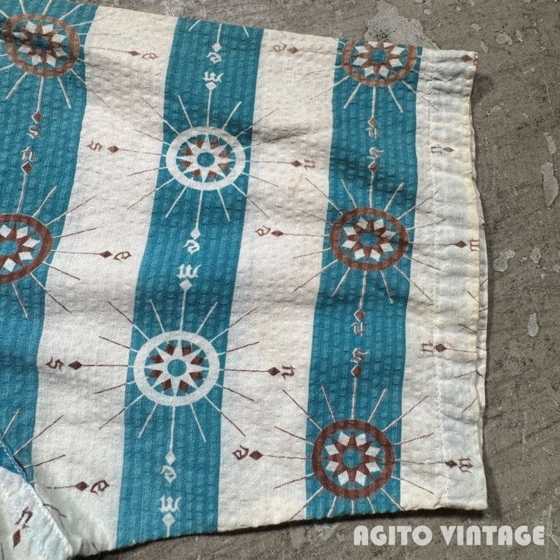 50's PENNEY'S TOPFLIGHT シアサッカーオープンカラーシャツ 羅