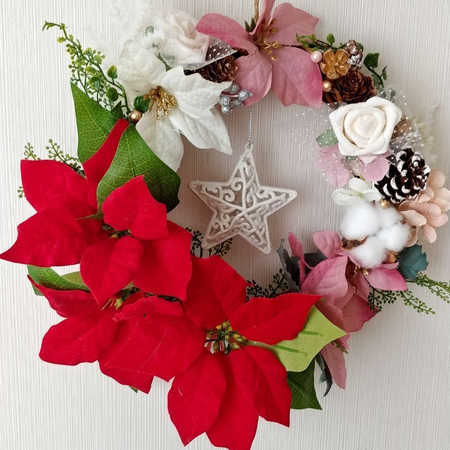 クリスマスリース ポインセチア - メルカリ