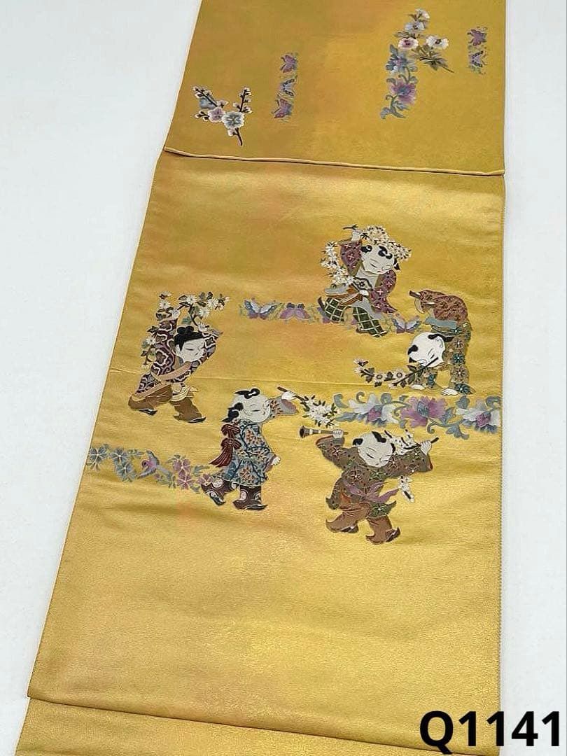 蘇州刺繍 袋帯 童 正絹 お太鼓柄 未仕立て品