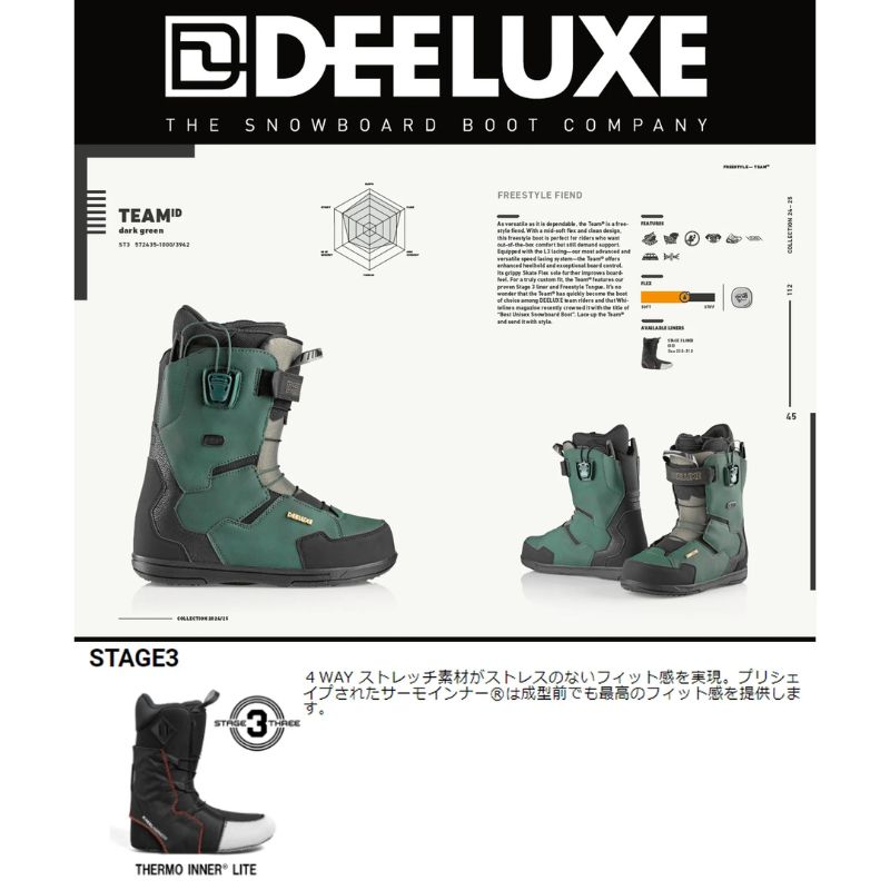 美品deeluxeスノーボードブーツ id lara 25.5 ダークグリーン 23-24