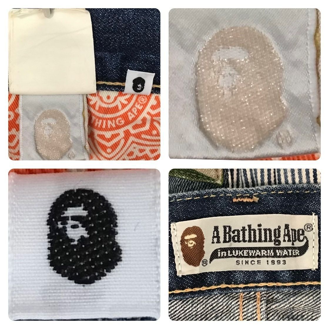 BAPE DAMAGE DENIM PANTS Mサイズ a bathing ape ABC camo ダメージ