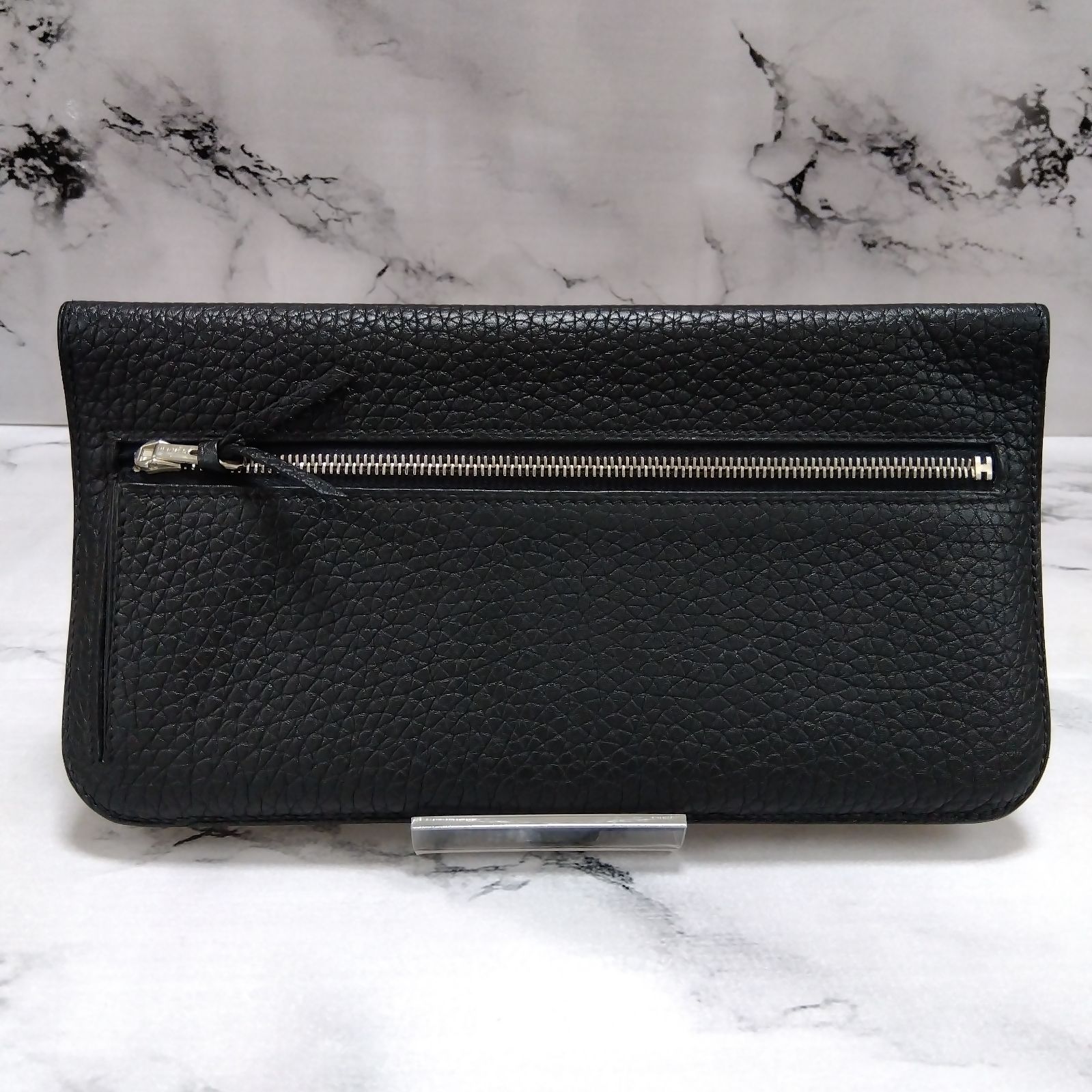 HERMES エルメス ドゴンロング トゴ 長財布 ブラック シルバー金具 □M 