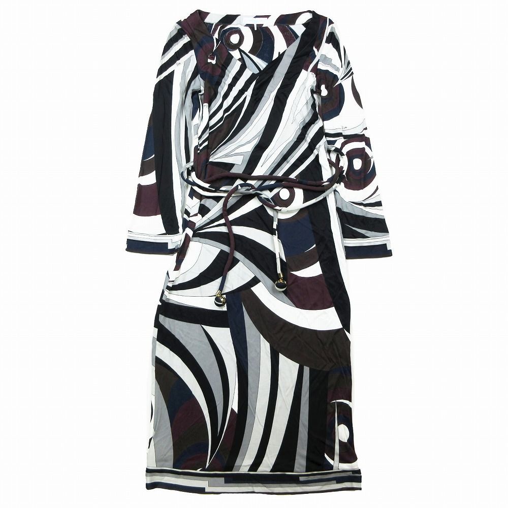 エミリオプッチ EMILIO PUCCI プッチ柄 タイト ワンピース Vネック 九