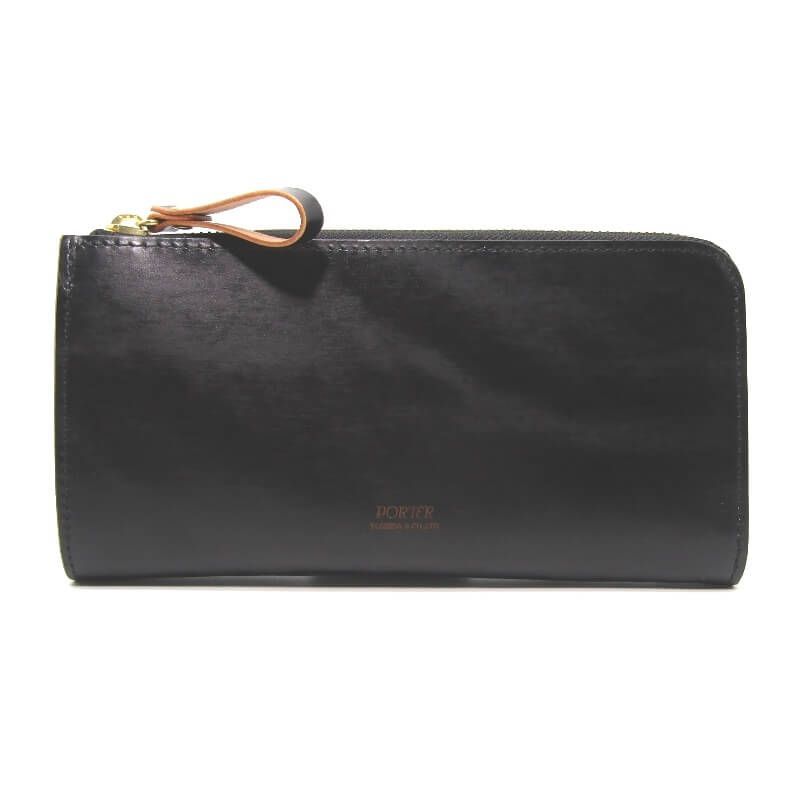 ♥ PORTER ポーター 長財布 187-01347 FILM フィルム ガラス加工 ヤスリ掛け 牛革 L字ファスナー ブラック 黒 28011136