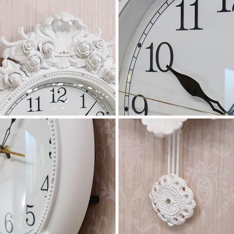 壁掛け 時計 ウォールクロック ホワイト 振り子 ヴィンテージ
