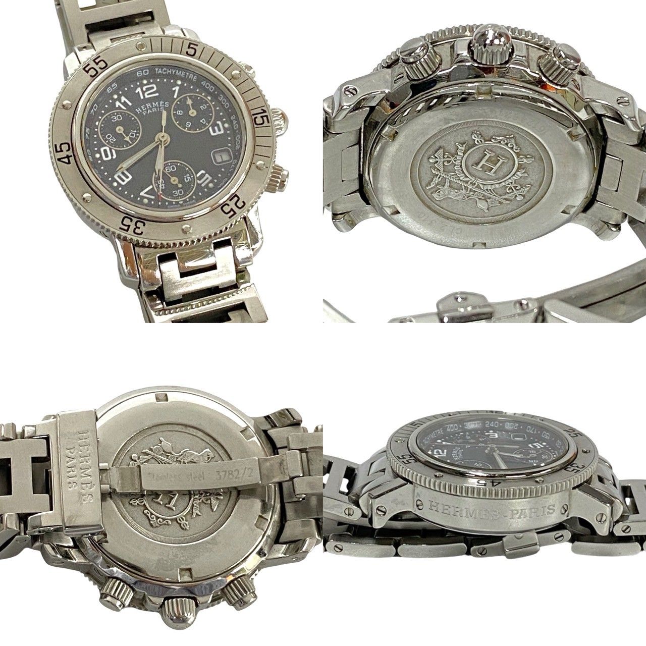 稼働品 極 美品 エルメス クリッパー クォーツ 腕時計 ウォッチ メンズ