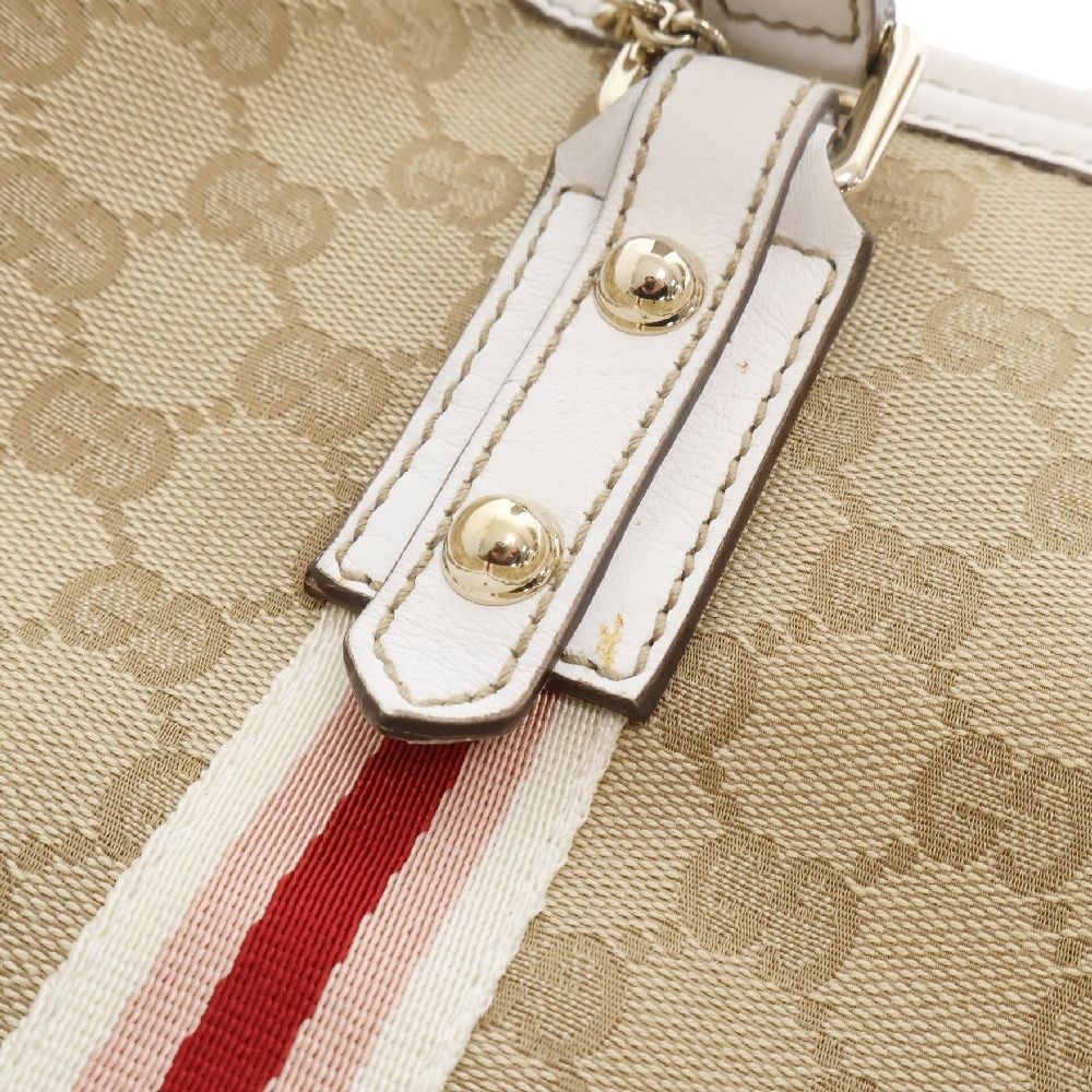 GUCCI (グッチ) GGキャンバス トートバッグ ベージュ×ホワイト  