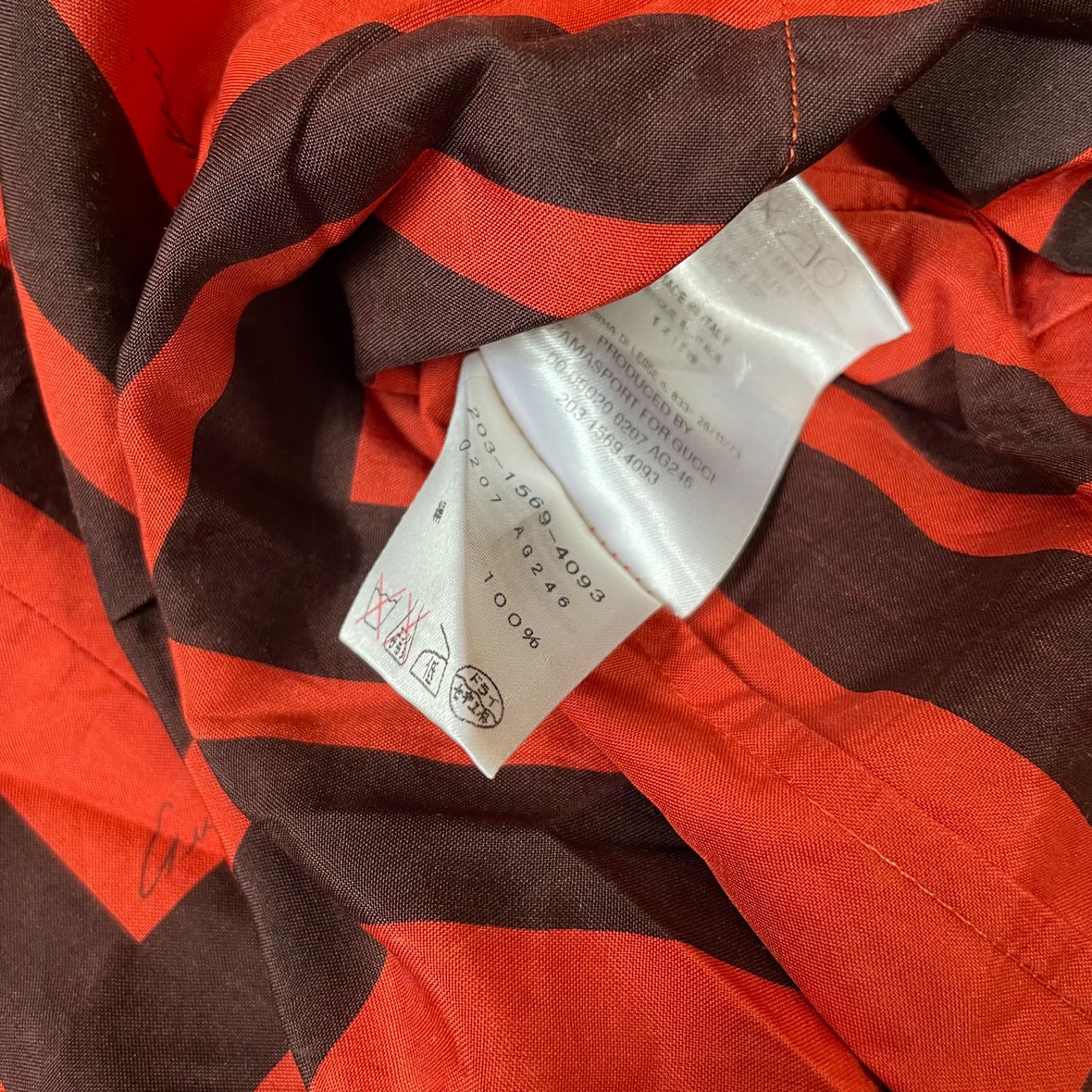 TR13【美品】GUCCI グッチ シャツ チェック カジュアル オレンジ