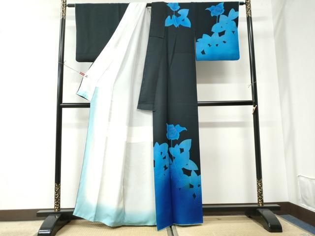 平和屋着物●訪問着　草花文　黒地　金彩　正絹　逸品　CAAW7306yc 平和屋着物○訪問着 草花文 黒地 金彩 正絹 逸品 CAAW7306yc - メルカリ