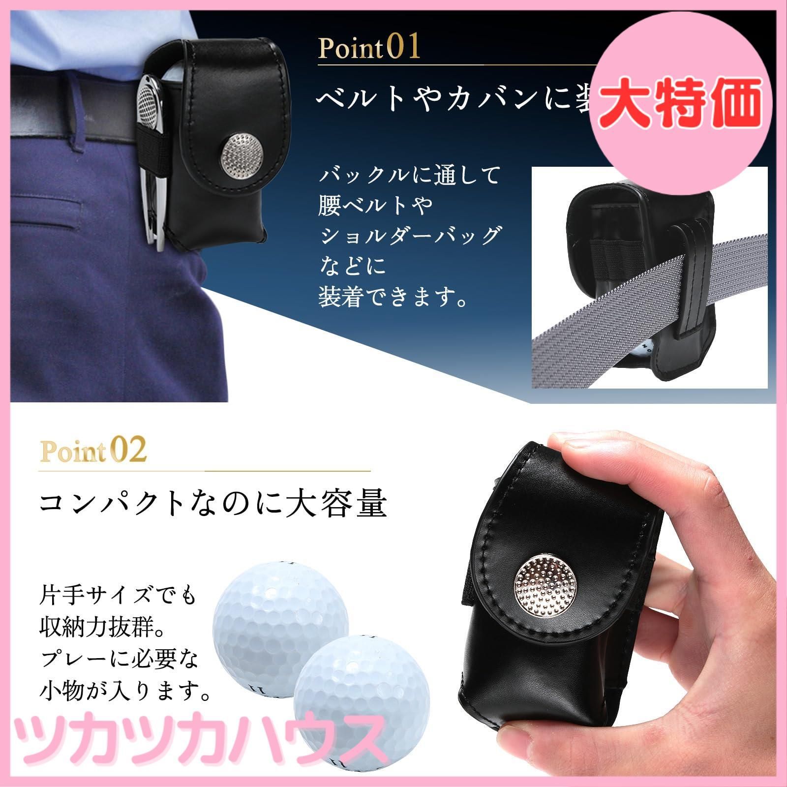 Malbonゴルフ小型ボールケース 男女兼用 腰袋 白×赤 Malbonゴルフ小型