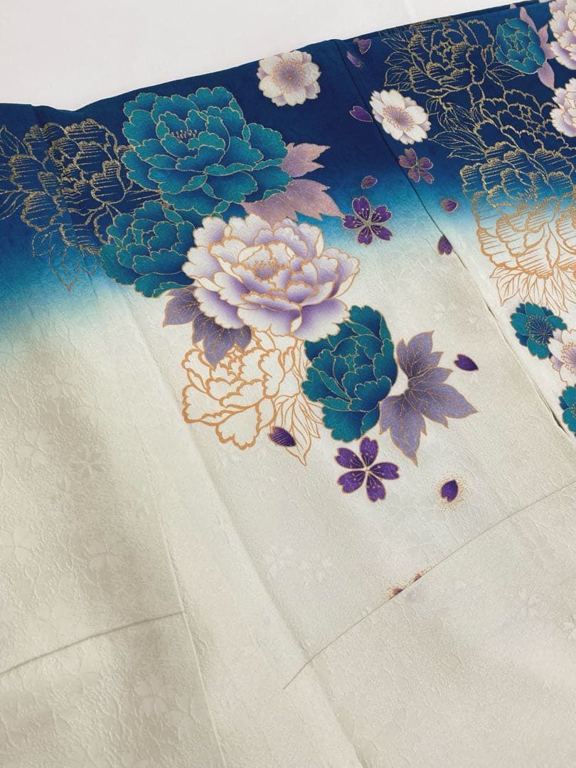 振袖 豪華 金駒 金彩 紋意匠 ラメ刺繍 牡丹 蝶 身丈169cm - メルカリ