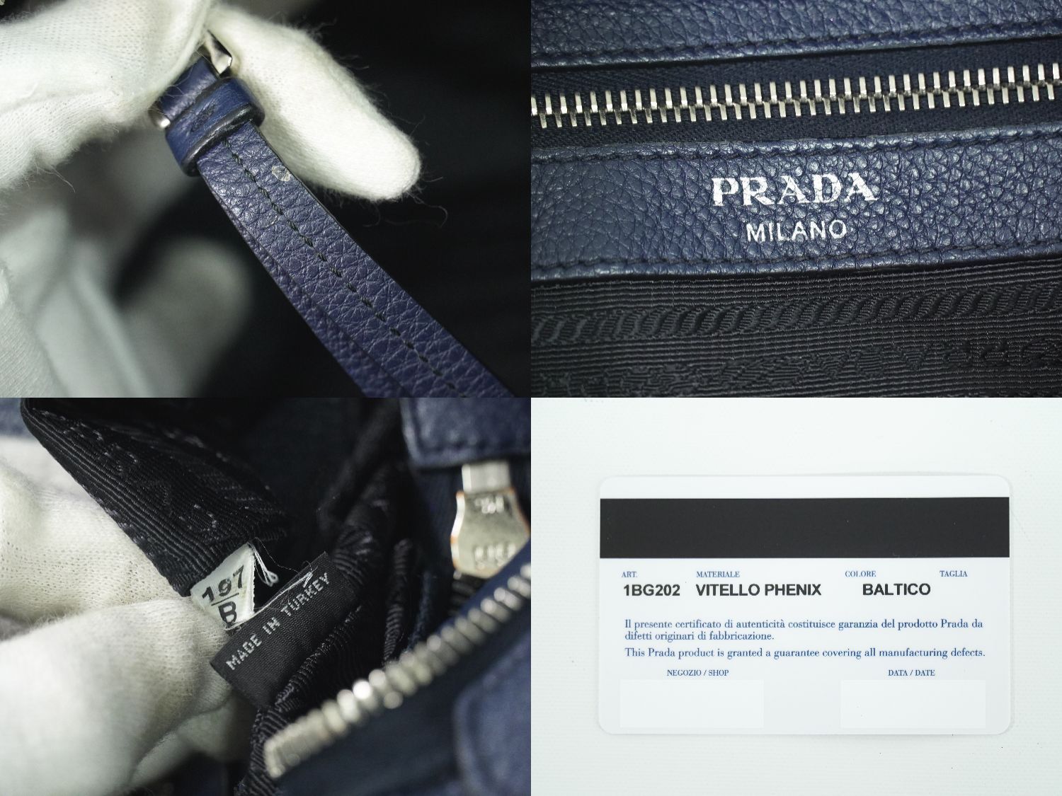 本物 プラダ PRADA レザー ショルダーバッグ トートバッグ ネイビー  