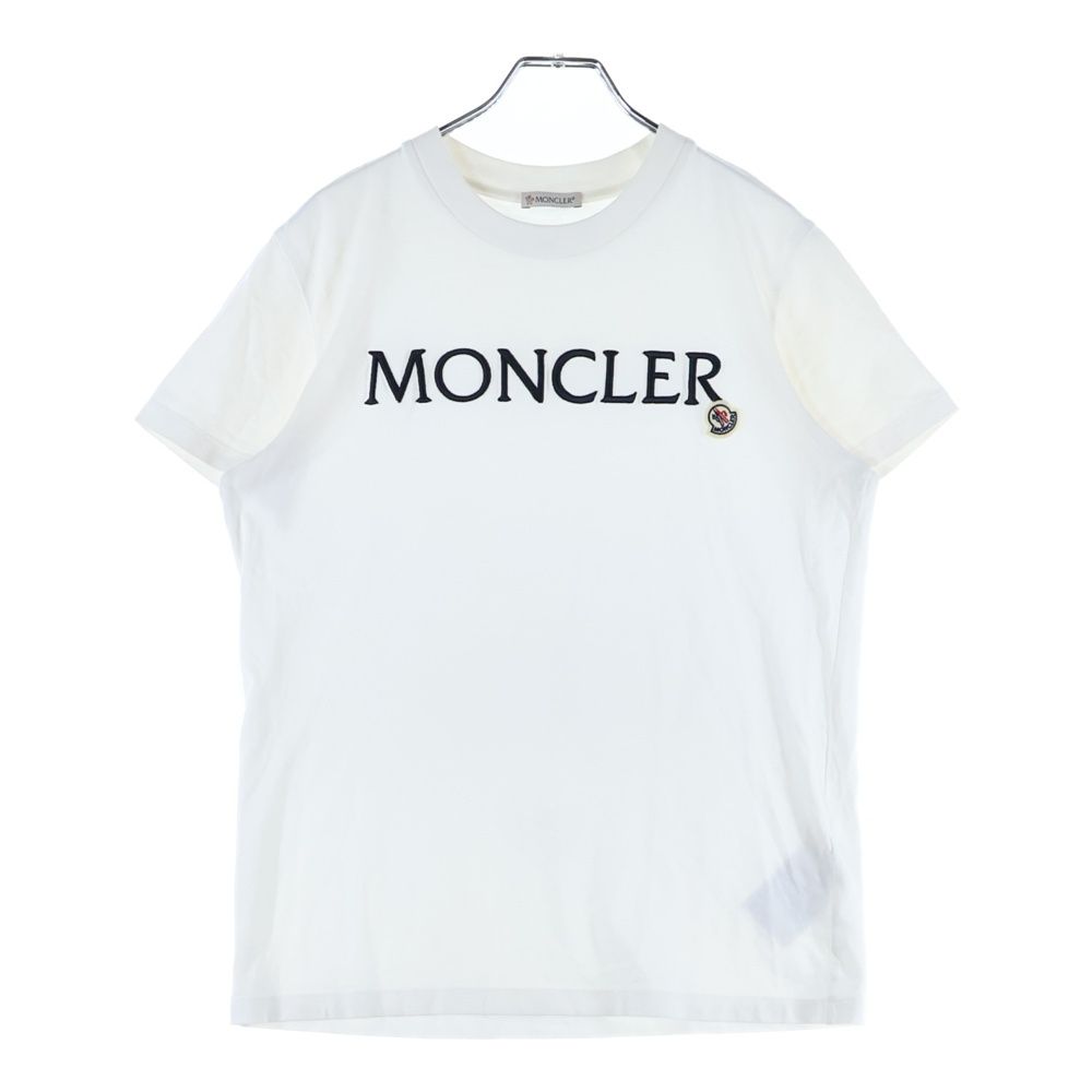 MONCLER モンクレール 23AW フロントロゴ刺繍 ワッペン クルーネック 半袖Tシャツ カットソー ホワイト I20938C00016 829HP