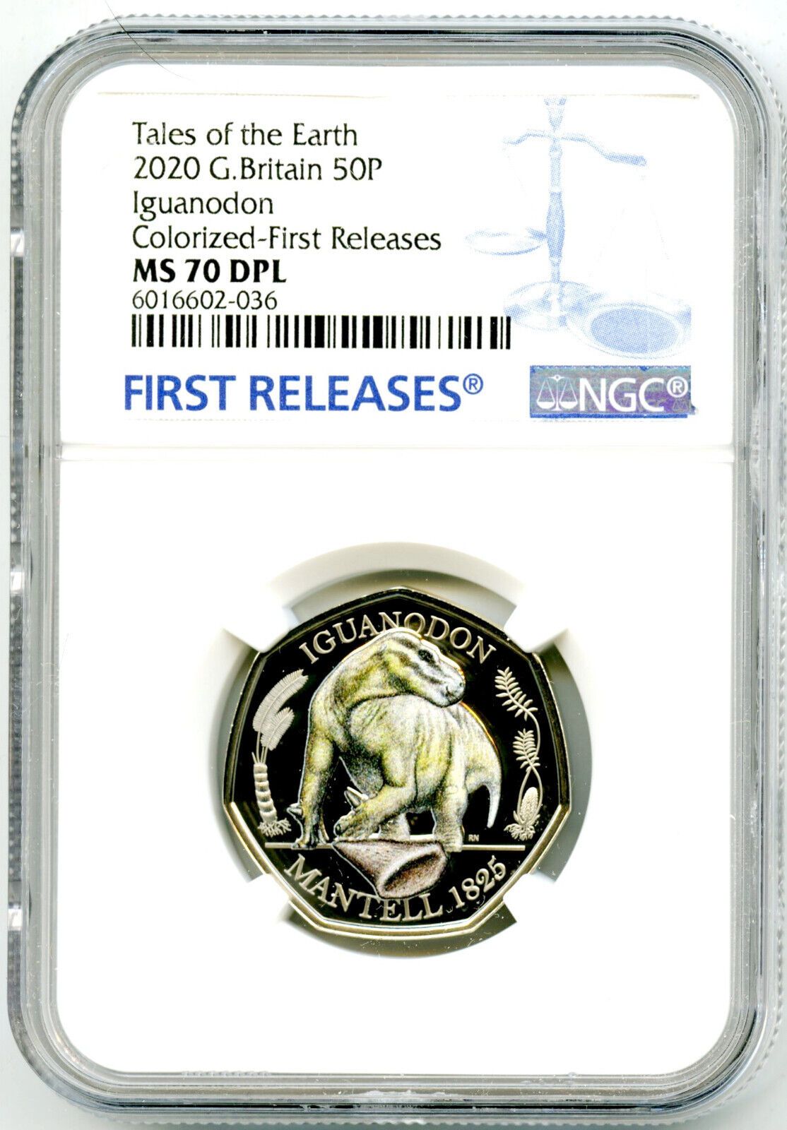 2020 GREAT BRITAIN 50P NGC MS70 DPL COLIGUANODON DINOSAUR FR TOP POP 3