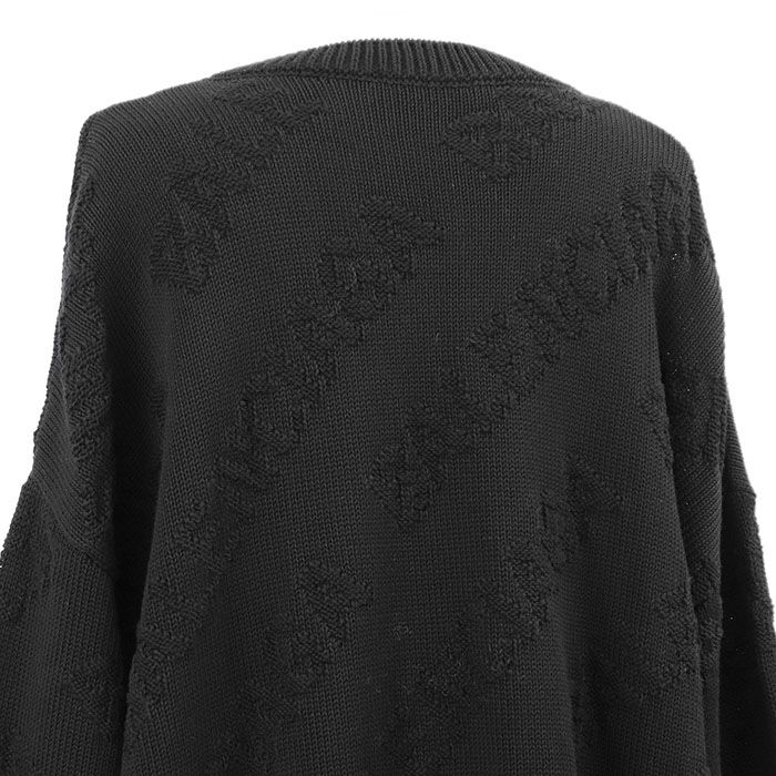 【極美品】BALENCIAGA バレンシアガ セーター ニット 2020年製 ロゴ ジャガード コットン100% ビッグシルエット クルーネック プルオーバー ミドルゲージ トップス レディース サイズ M ブラック 黒 イタリア製 極美品】BALENCIAGA バレンシアガ セーター ニット 2020年製 ロゴ