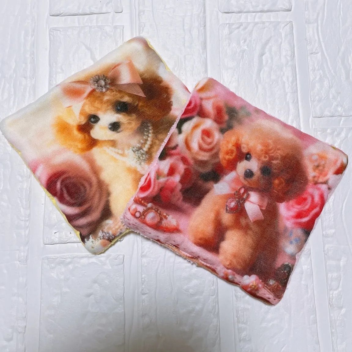 グルメ犬トイプードル柄パネル生地　ハンドメイド