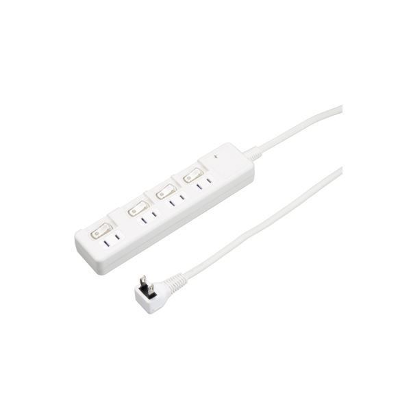 5個セット YAZAWA 雷ガード付 4個口 節電タップ 0.3m ホワイト