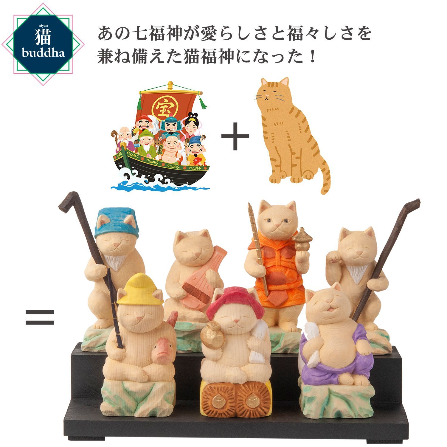 メーカー直送 猫buddha ニャンブッダ 猫福神セット‐七福神 猫仏 にゃんぶった 仏屋さかい たまふり屋 MORITA 猫の仏像 置物 猫 ねこ ネコ 仏像 T00529