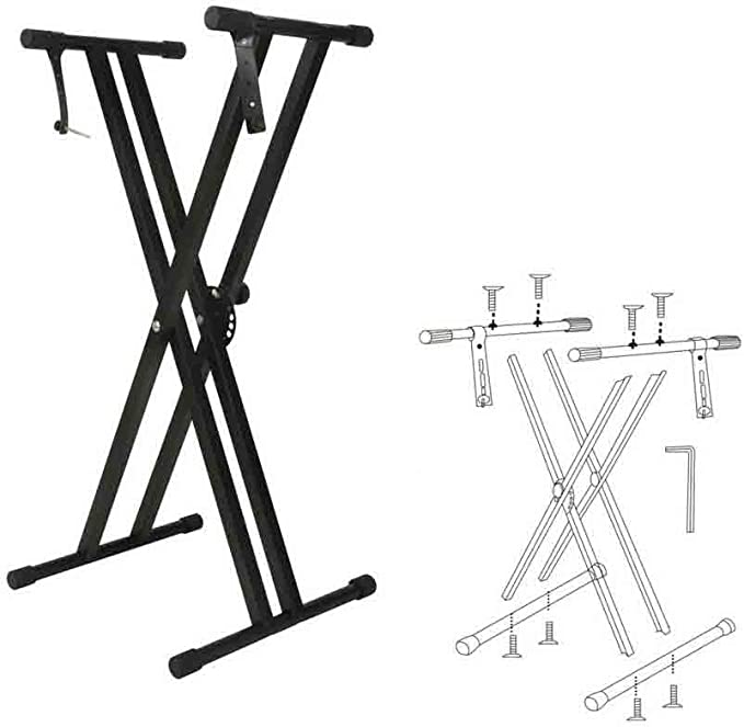 AKOZLIN キーボードスタンド X型ダブル 折りたたみ 3089cm高さ7段階調整可能 Keyboard Stand XForm